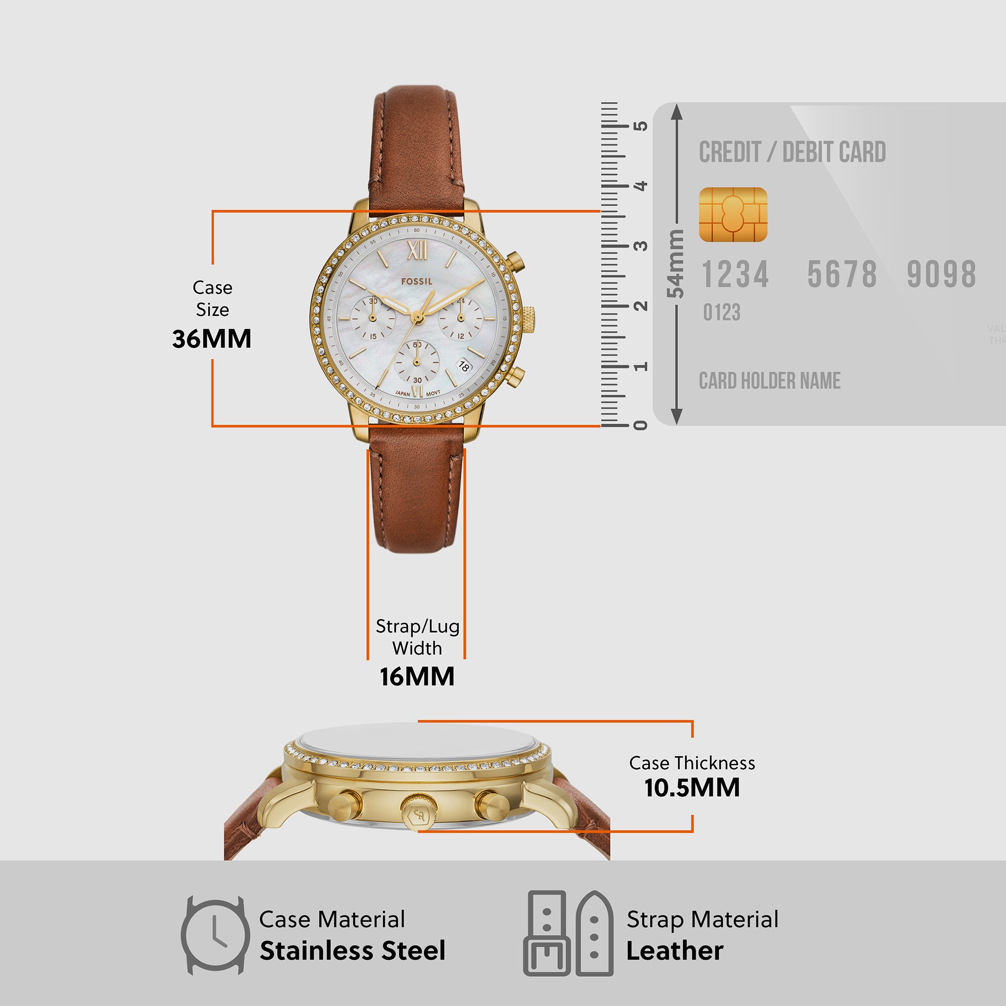 Fossil Leather White Mother Of Pearl watch