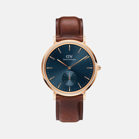 Classic Male Blue Analog Leather Watch DW00100708K