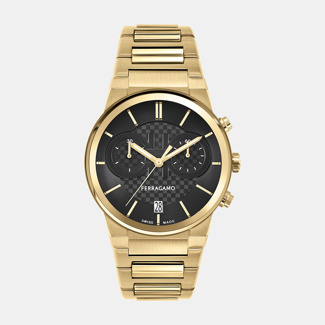 Ferragamo Round Black Chronograph watch