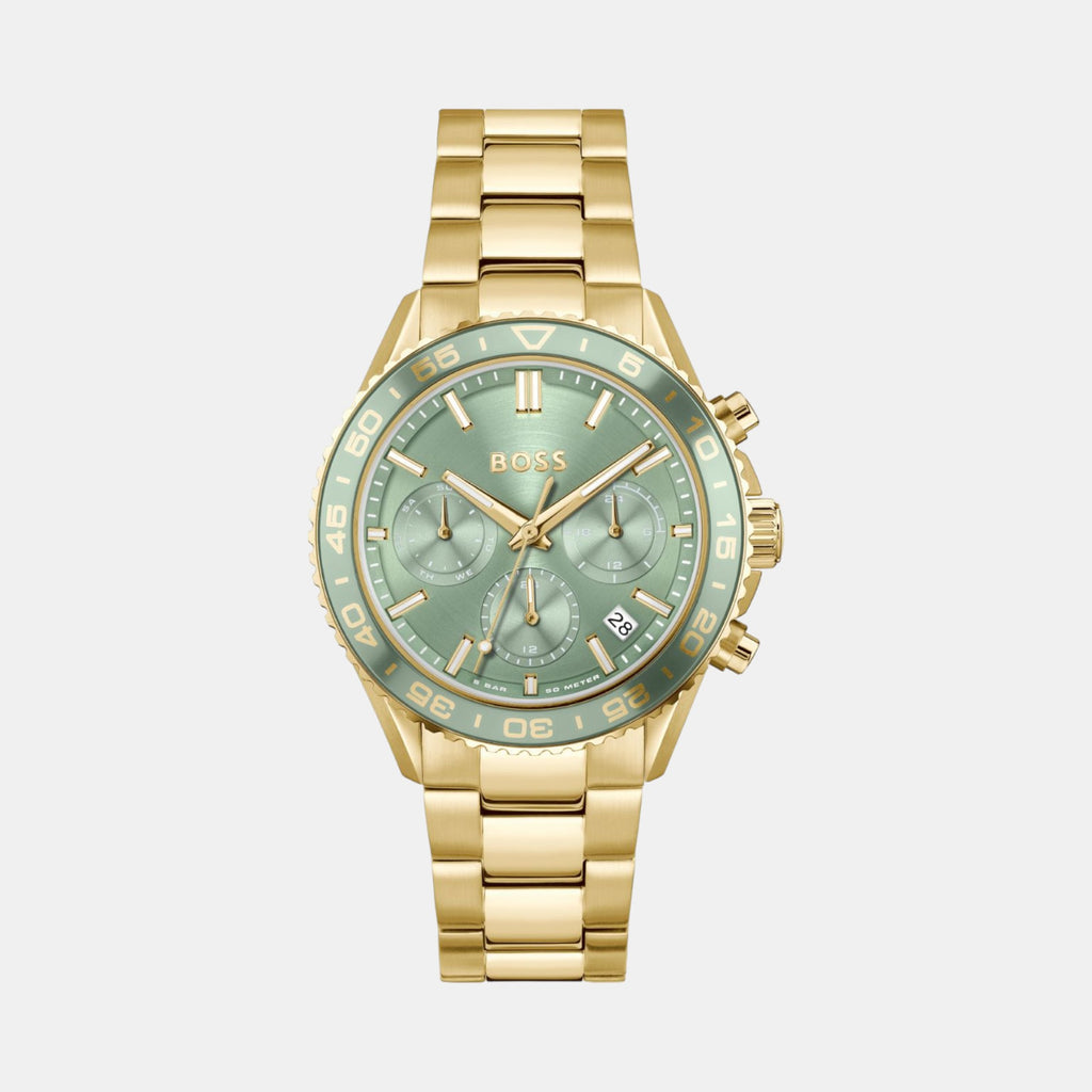 Boss Round Sage Green Chronograph watch