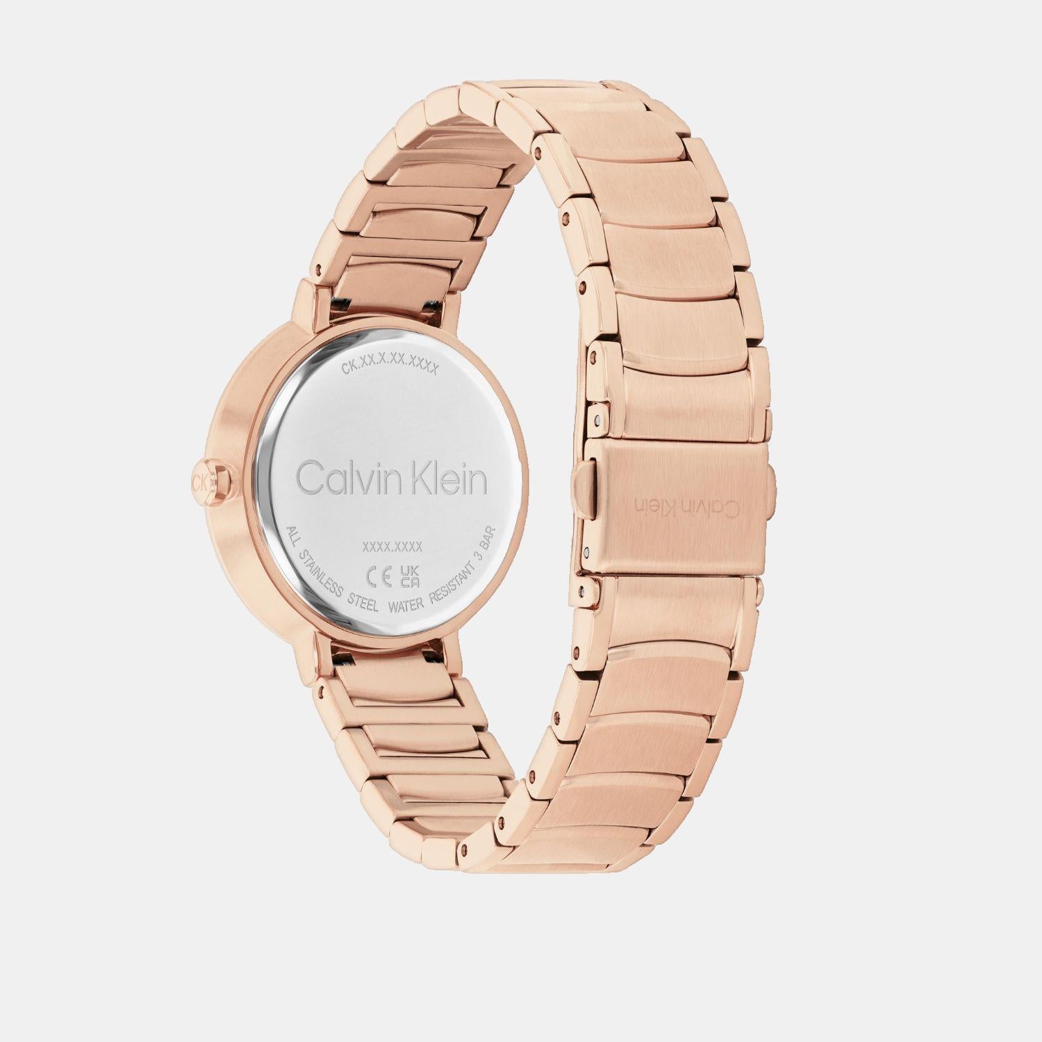 Calvin Klein Women Round Carnation Gold watch