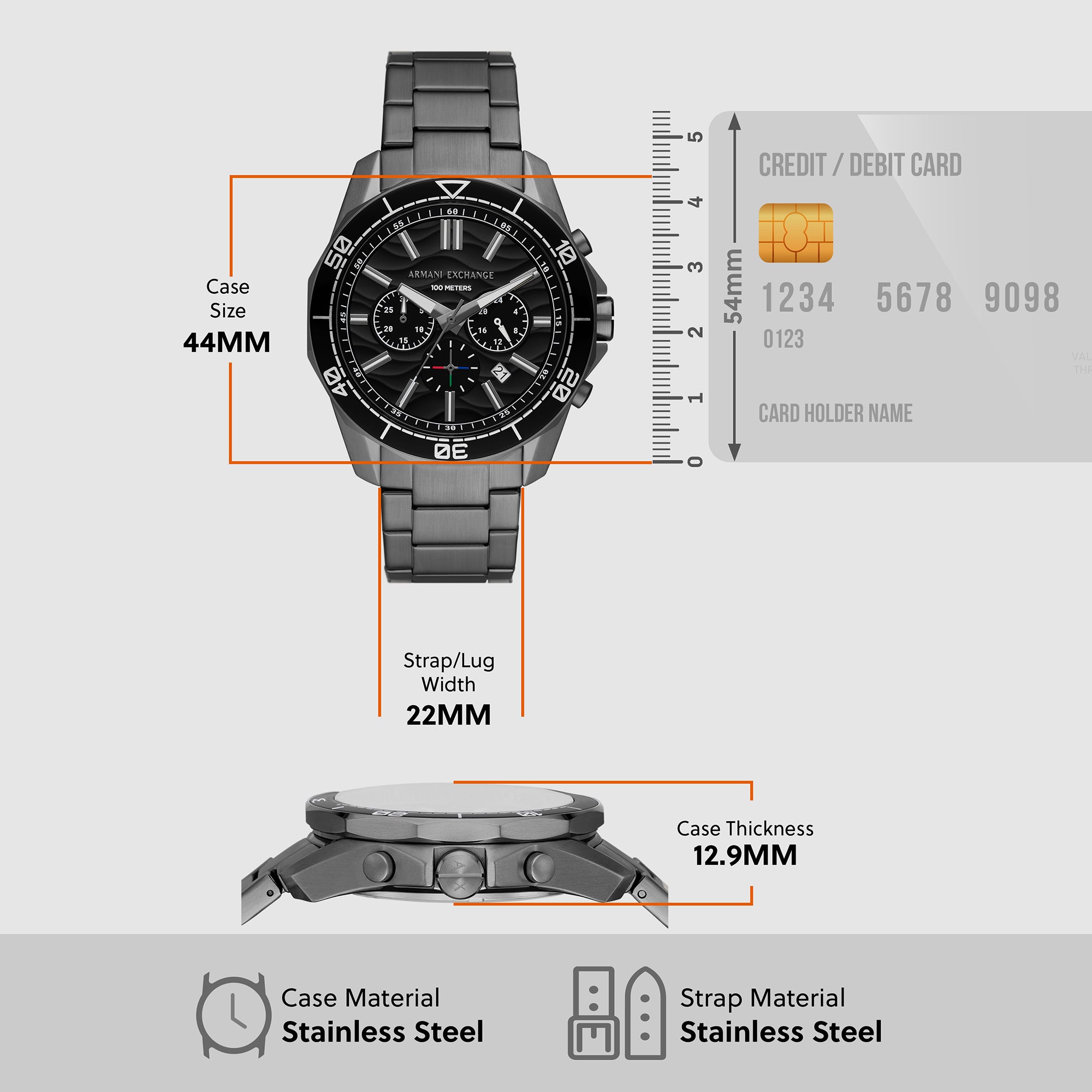 Armani Exchange Stainless Steel Black watch