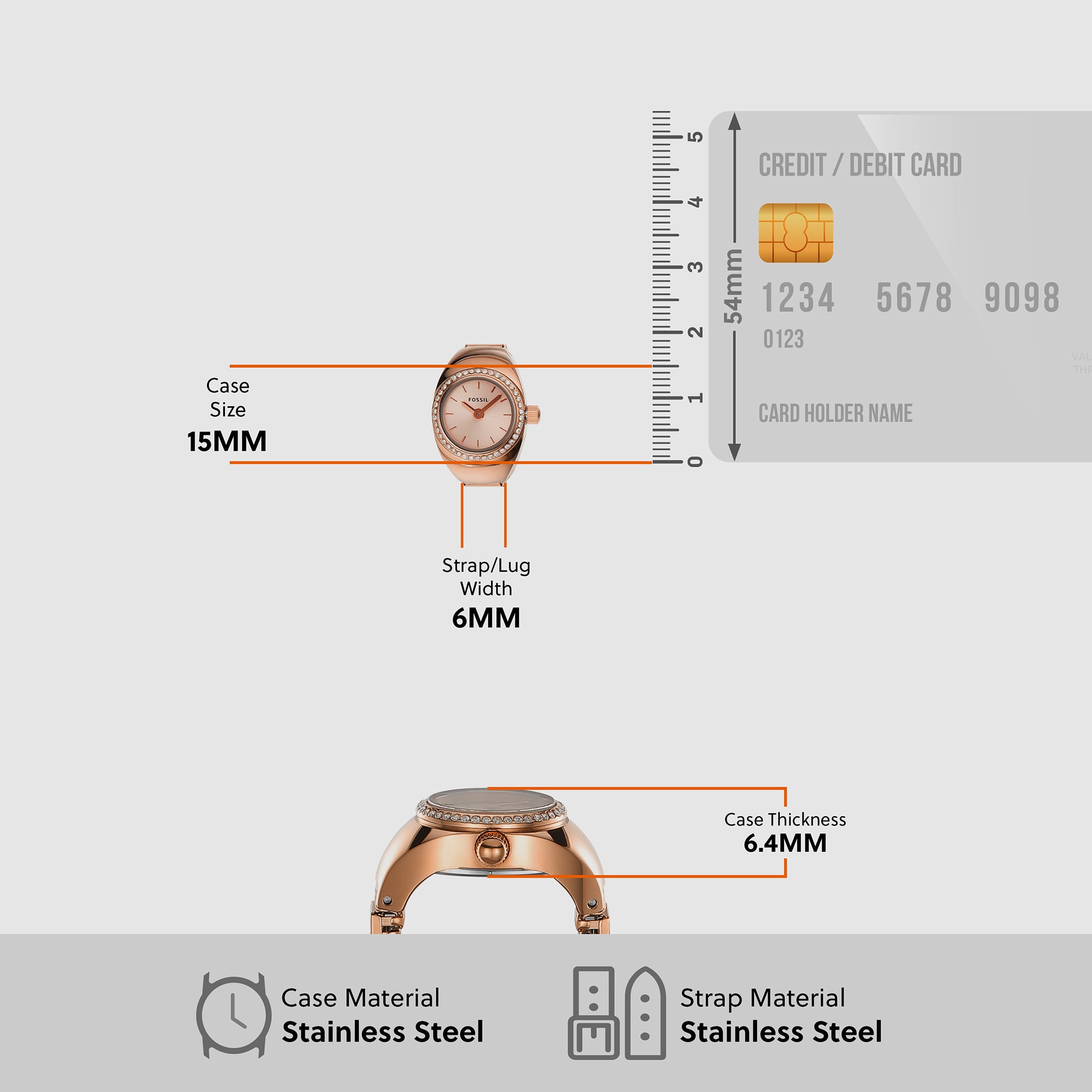 Fossil Stainless Steel Rose Gold watch