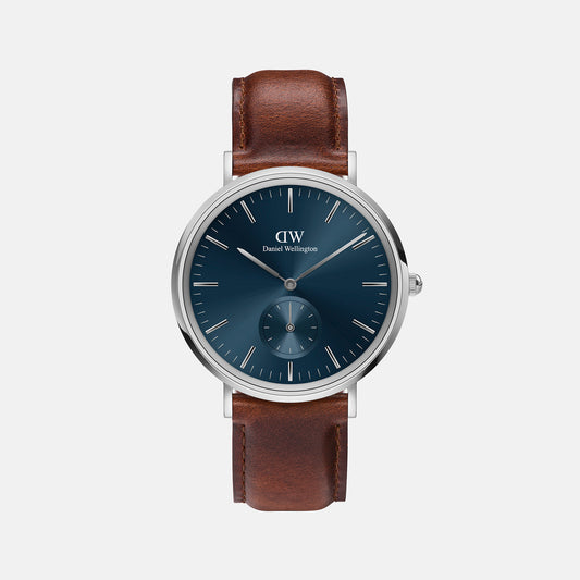 Classic Male Blue Analog Leather Watch DW00100709K