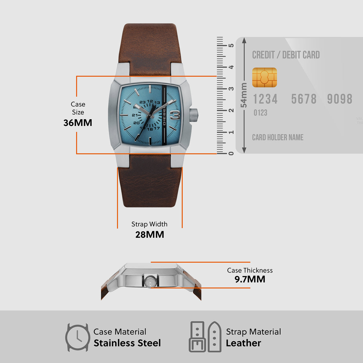 Diesel Leather Blue watch