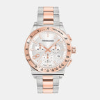 Ferragamo Round White Silver Chronograph watch