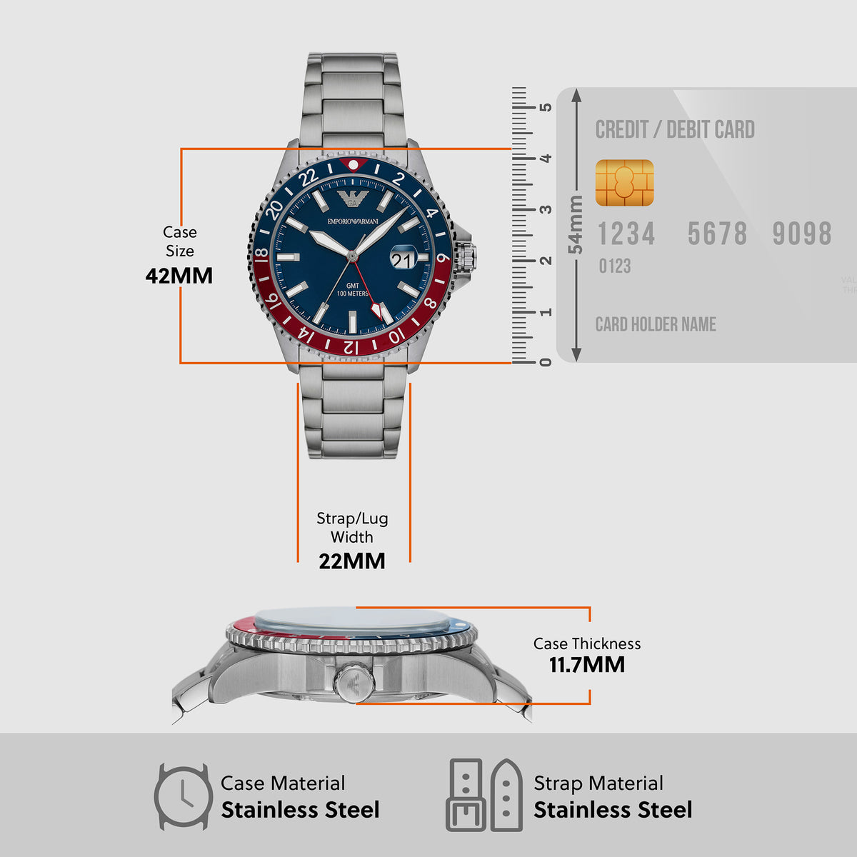 Emporio Armani Stainless Steel Blue watch