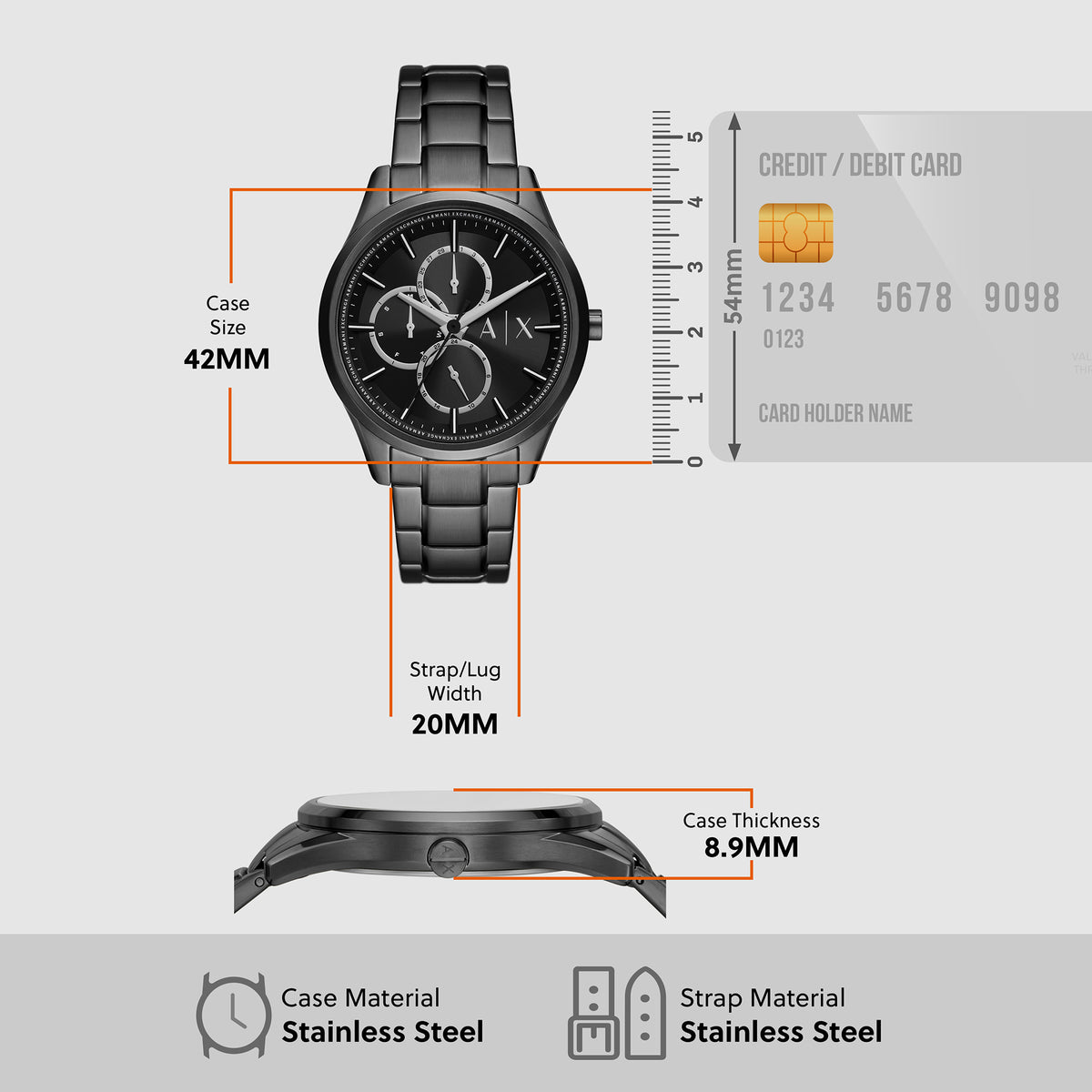 Armani Exchange Stainless Steel Black watch