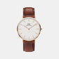 Classic Men's White Analog Leather Watch DW00100006K