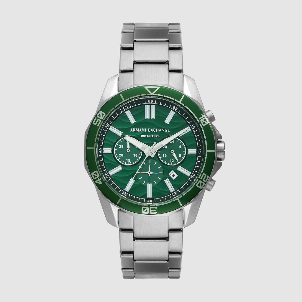 Armani Exchange Round Green Chronograph watch