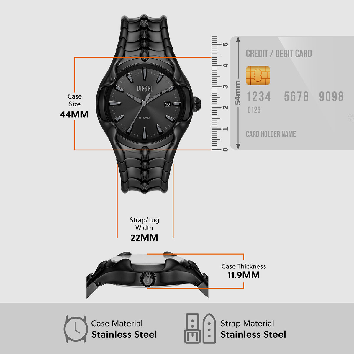 Diesel Stainless Steel Black watch