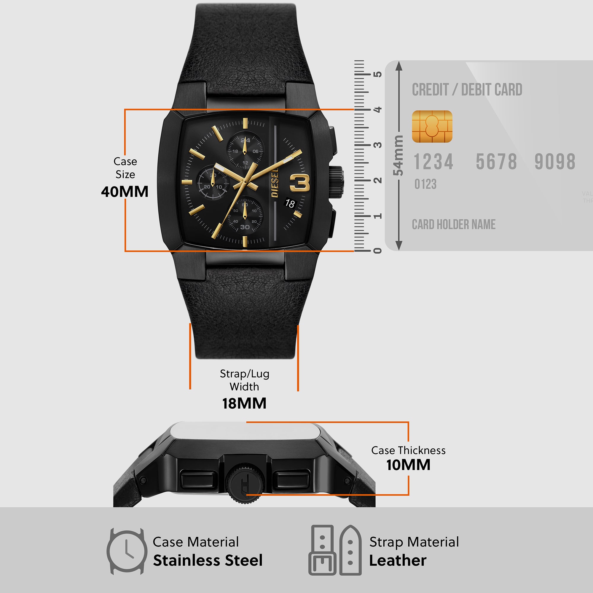 Diesel Leather Black watch