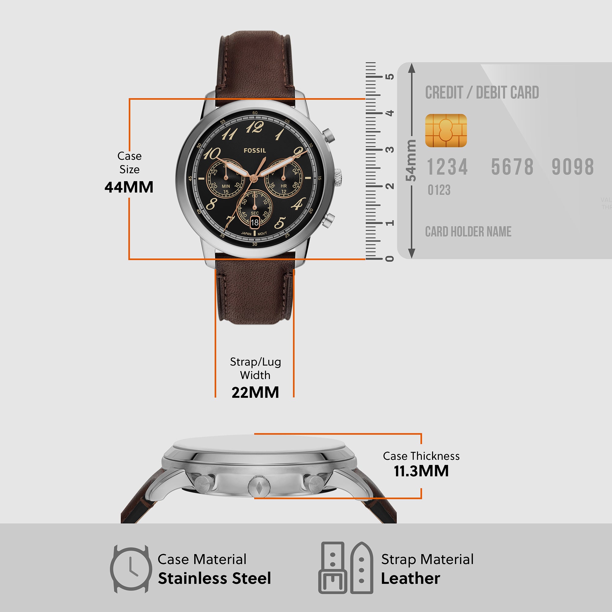 Fossil Leather Black watch