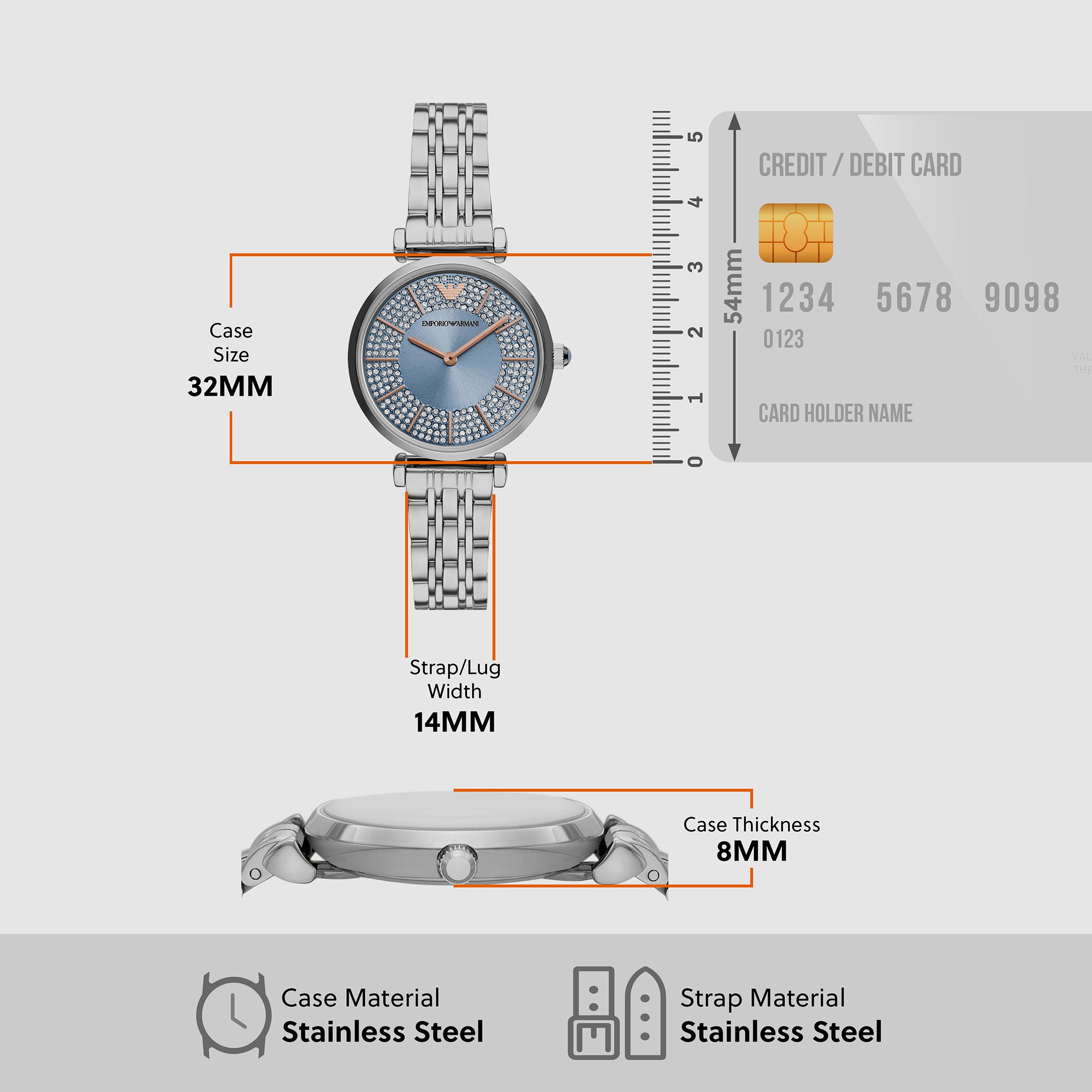 Emporio Armani Stainless Steel Blue watch