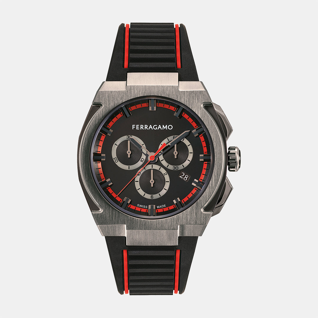 Ferragamo Round Black Chronograph watch