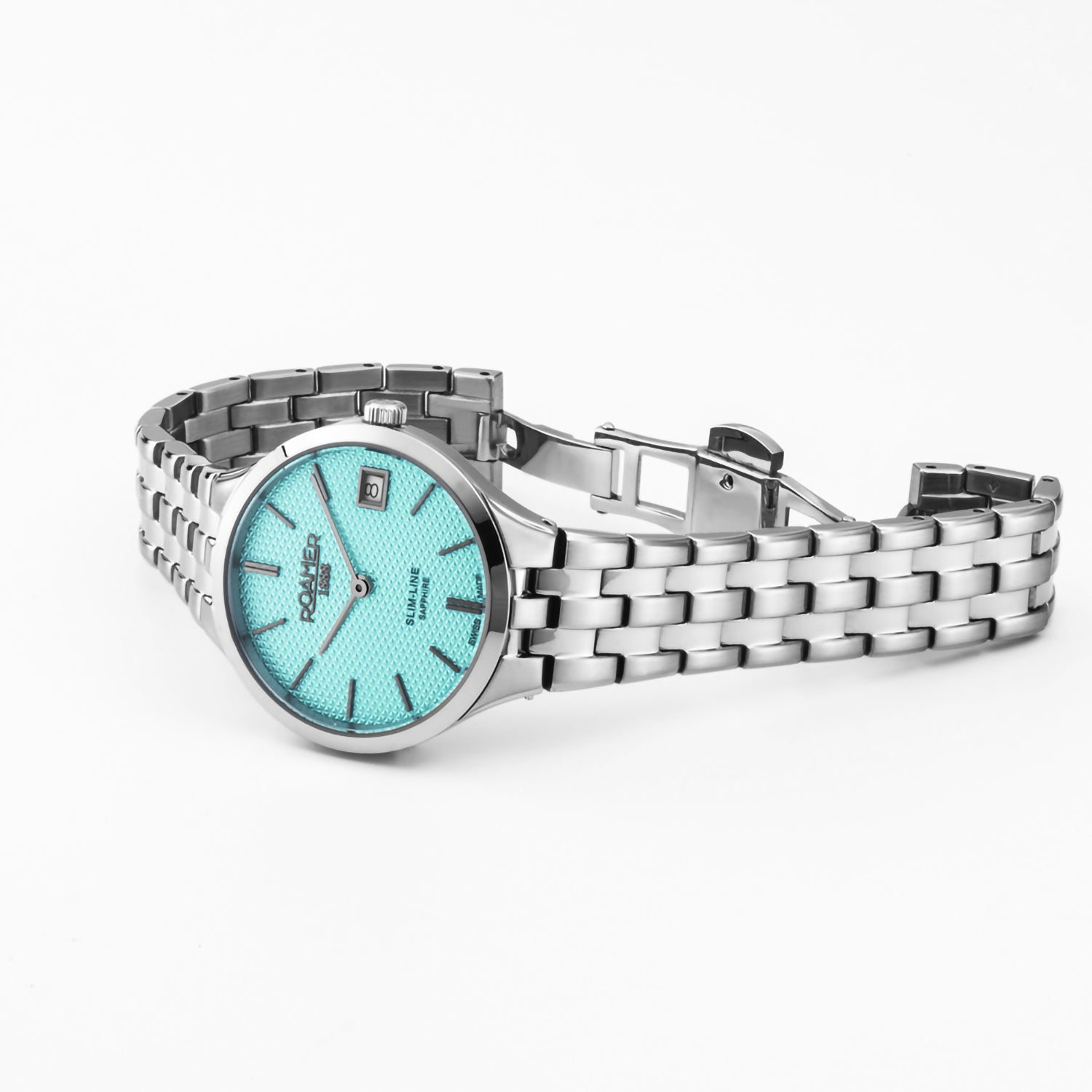 Slim-Line Women Quartz Sky Blue Dial Analog Stainless Steel Watch 512857 41 05 20