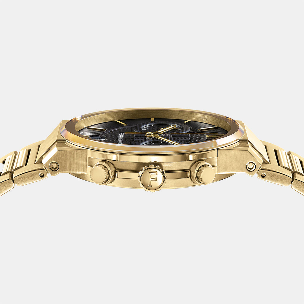 Ferragamo Men Round Black watch