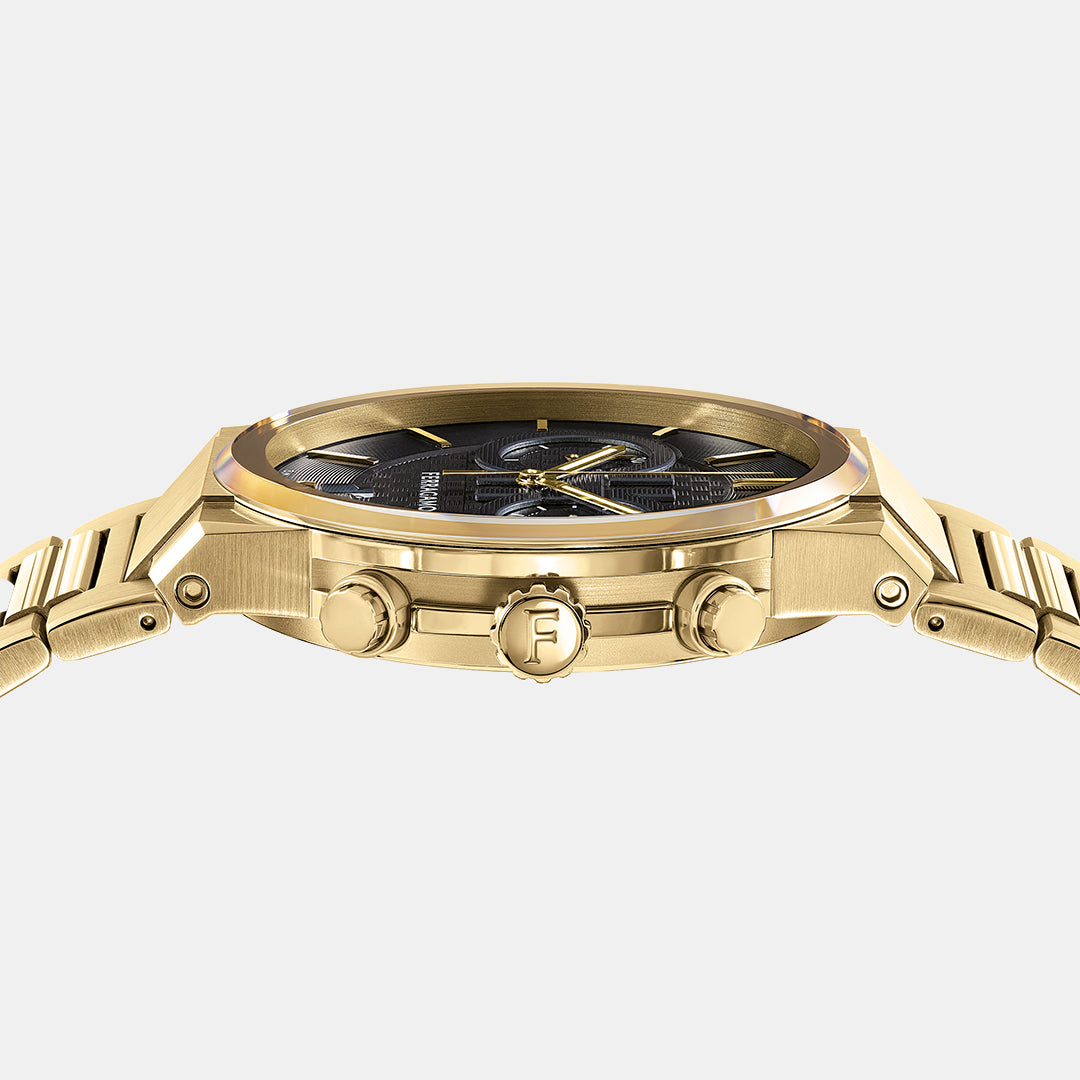 Ferragamo Men Round Black watch