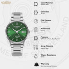 R-Line Men Quartz Green Sunray Dial Analog Stainless Steel Watch 990987 41 75 05