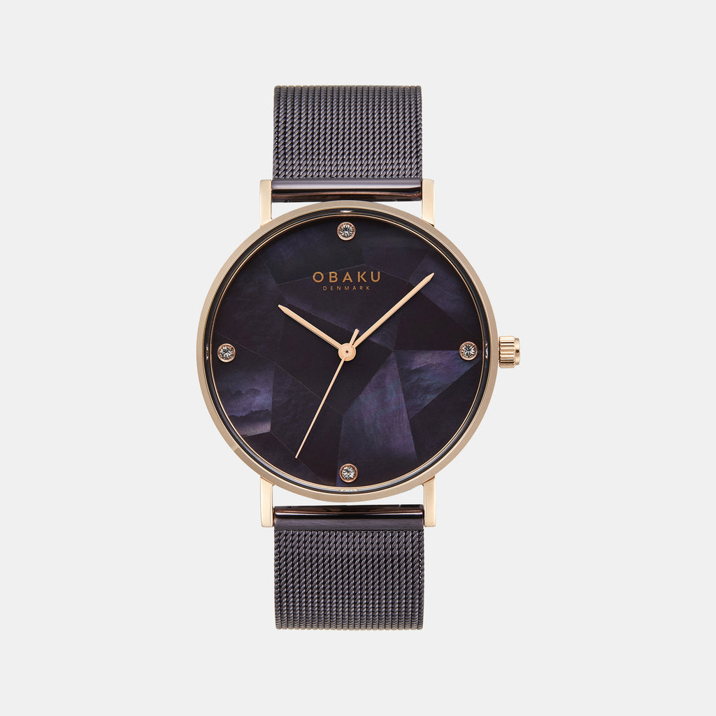 Obaku Round Brown Mother Of Pearl Analog watch