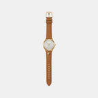 Slim Runway Women Quartz White Dial Analog Leather Watch MK7465