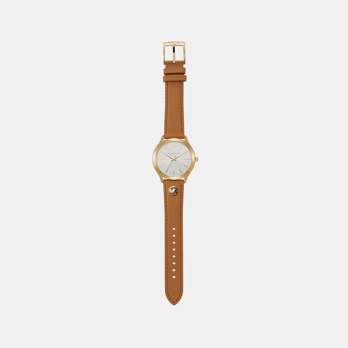 Slim Runway Women Quartz White Dial Analog Leather Watch MK7465