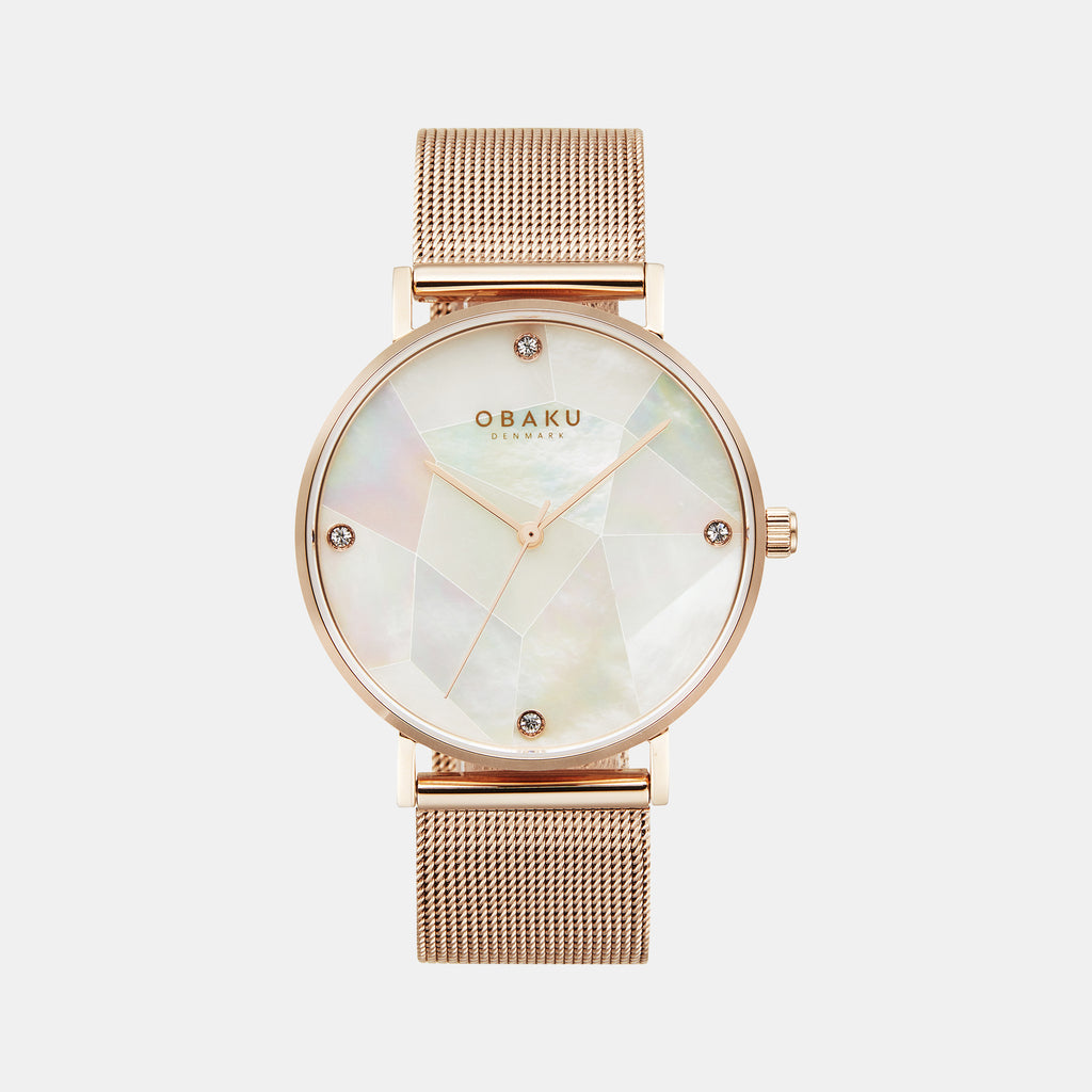 Obaku Round White Mother Of Pearl Analog watch