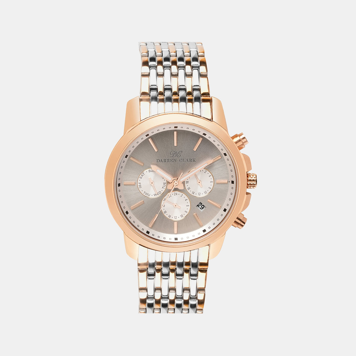 Darren Clark Round Silver Chronograph watch