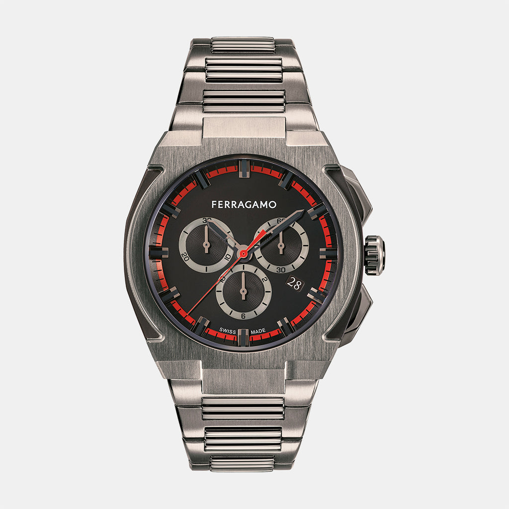 Ferragamo Round Black Chronograph watch