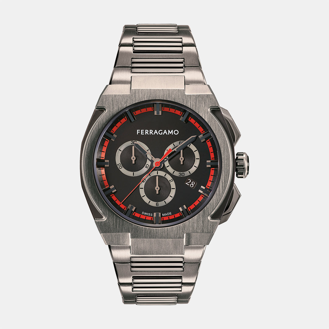 Ferragamo Round Black Chronograph watch