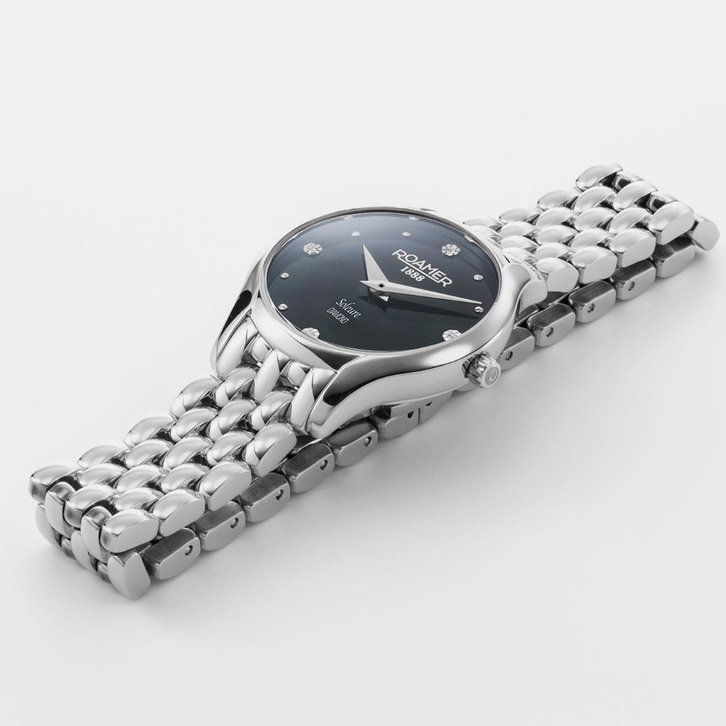 Soleure Women Quartz Black Mother Of Pearl Dial Analog Stainless Steel Watch 547857 41 85 50