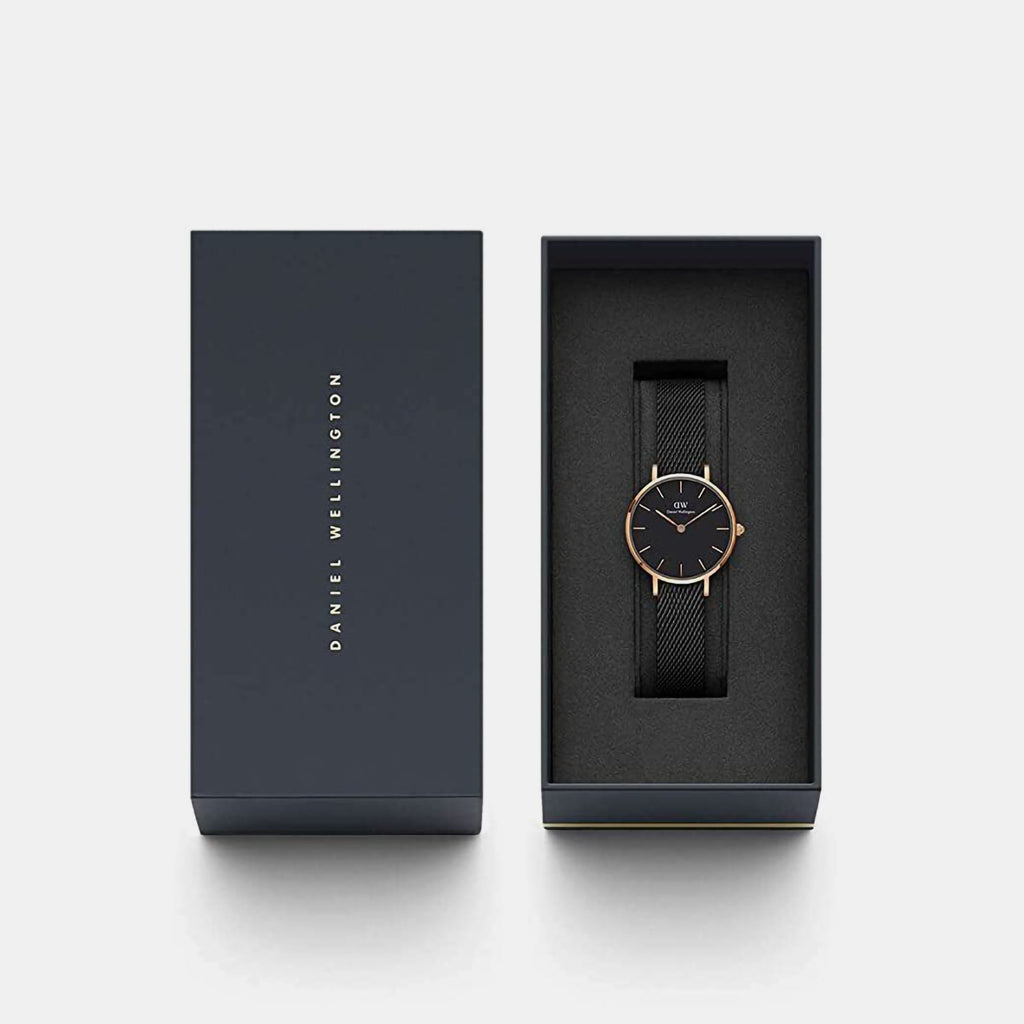 Petite Women Quartz Black Dial Analog Stainless Steel Watch DW00100245K