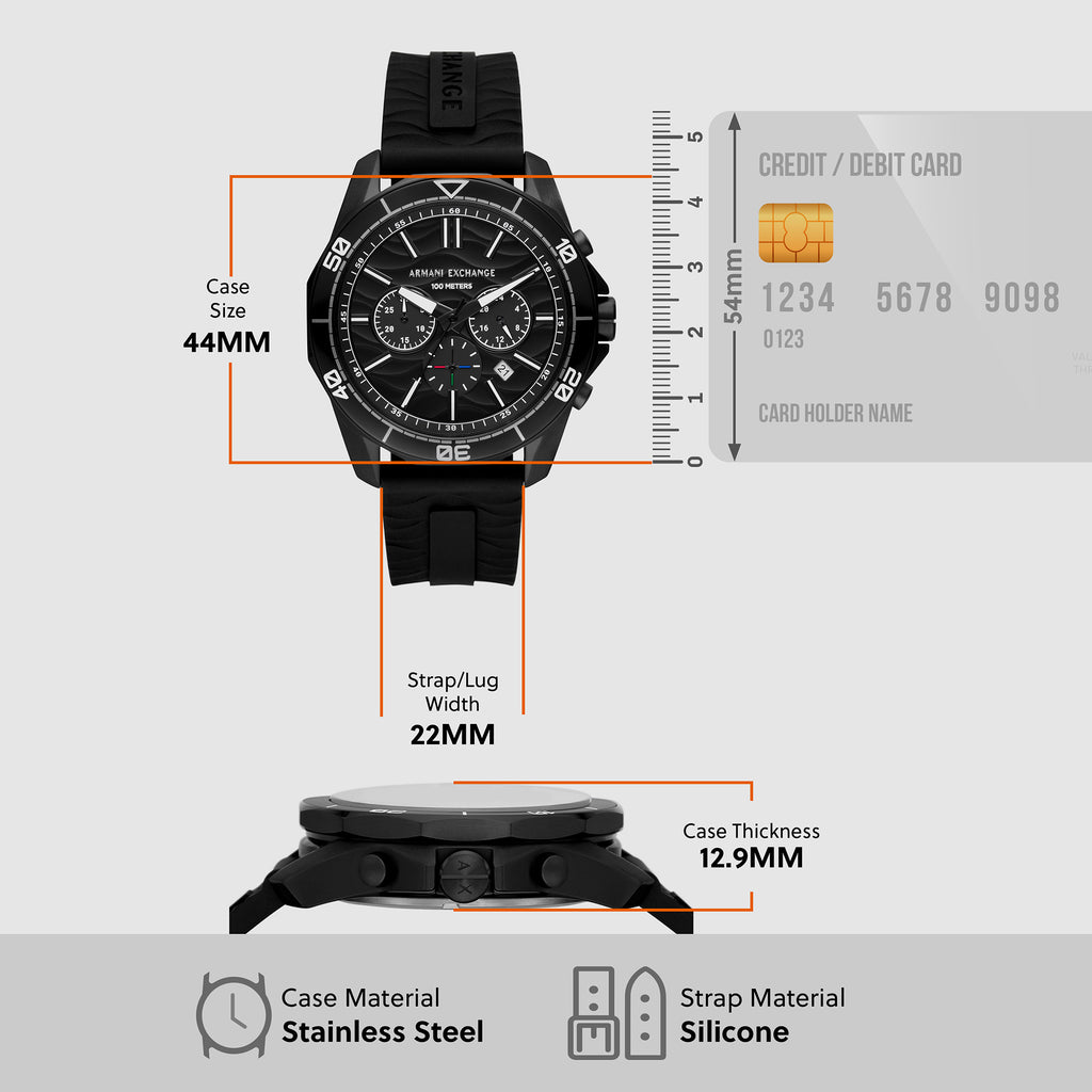 Armani Exchange Silicone Black watch