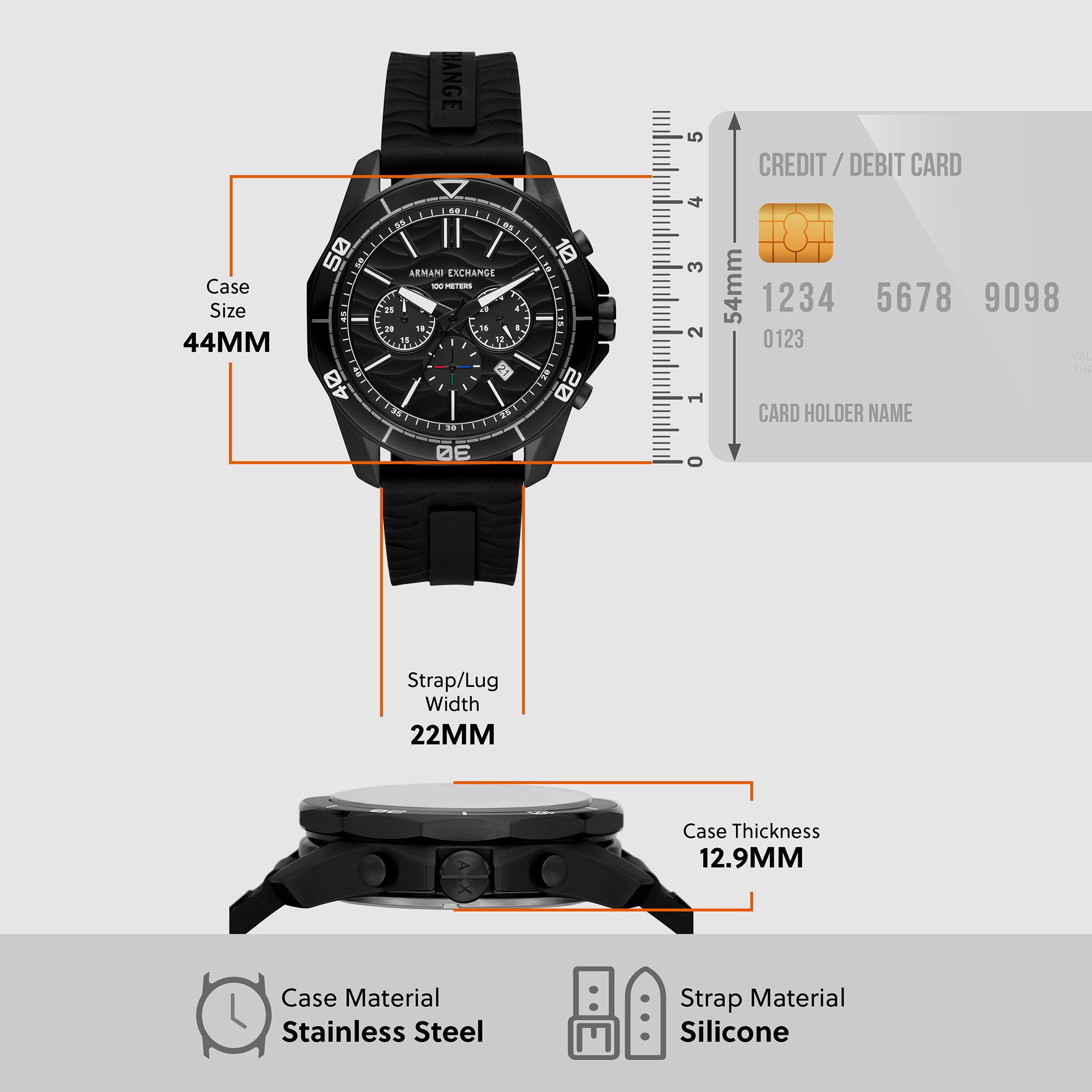 Armani Exchange Silicone Black watch