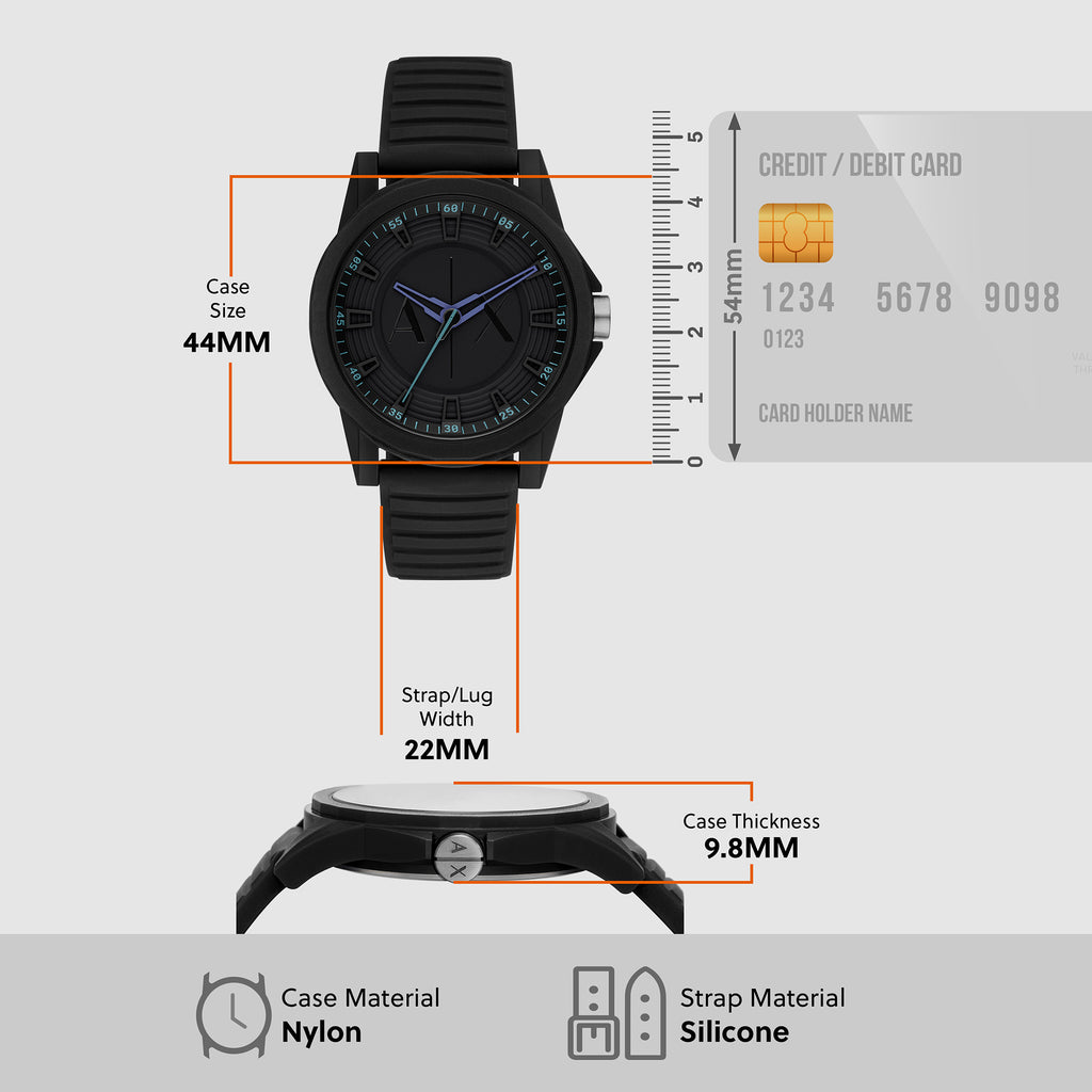 Armani Exchange Silicone Black watch