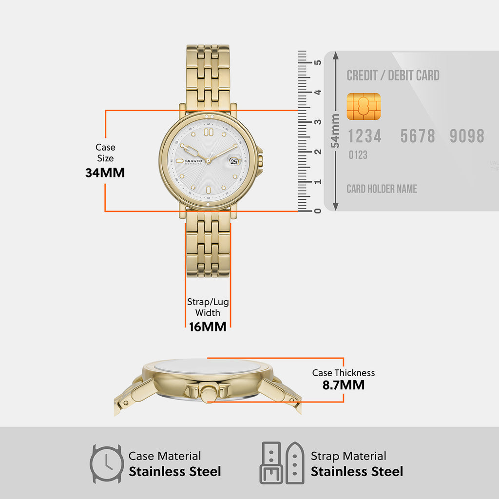 Skagen 34 mm Gold Quartz watch