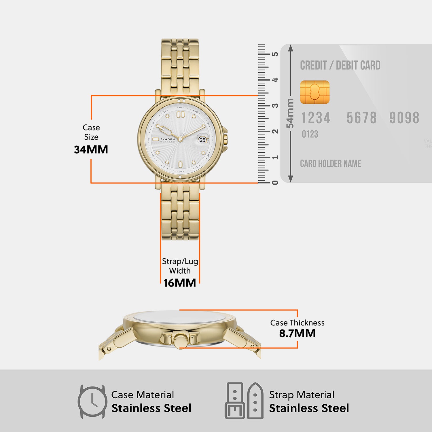 Skagen 34 mm Gold Quartz watch