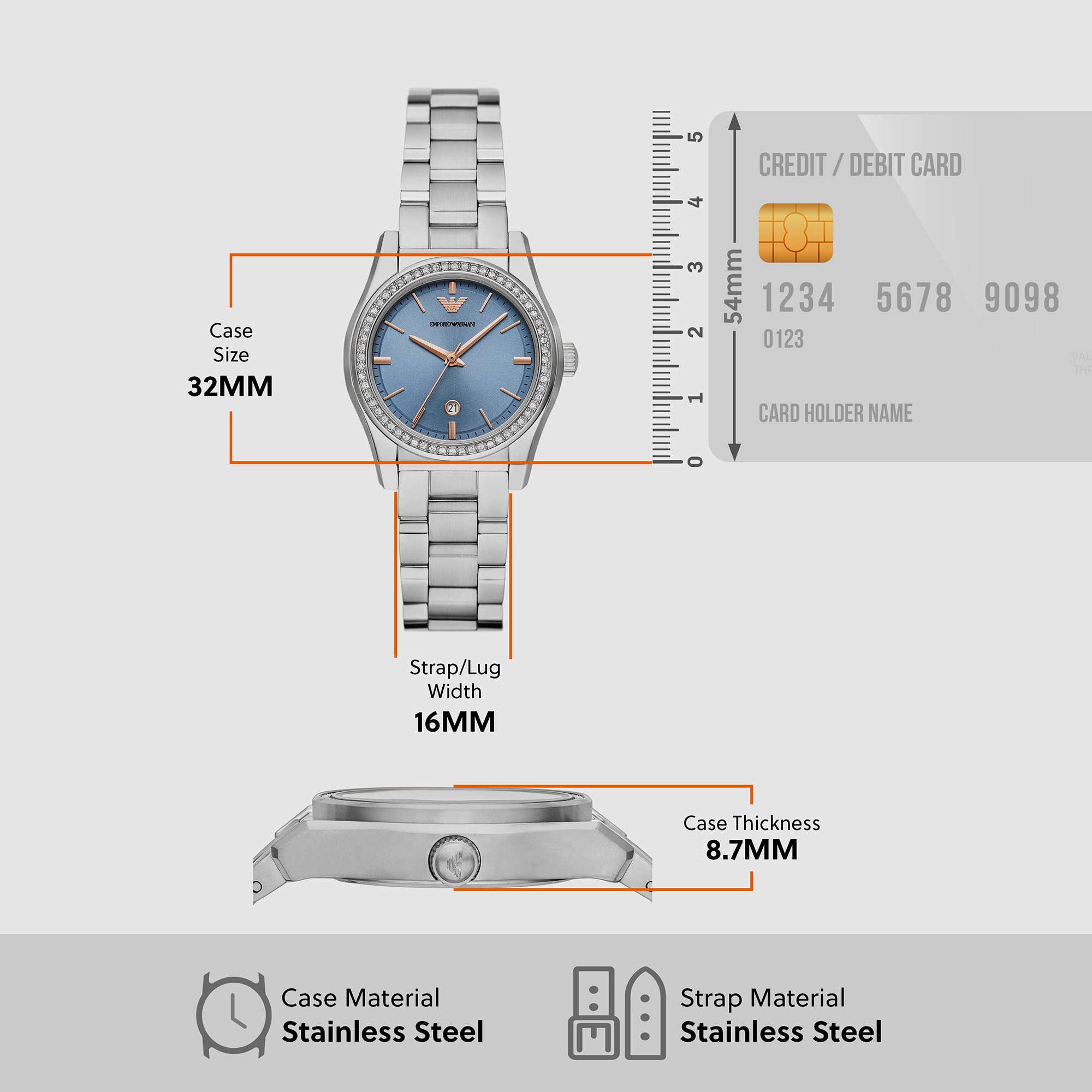 Emporio Armani Stainless Steel Blue watch