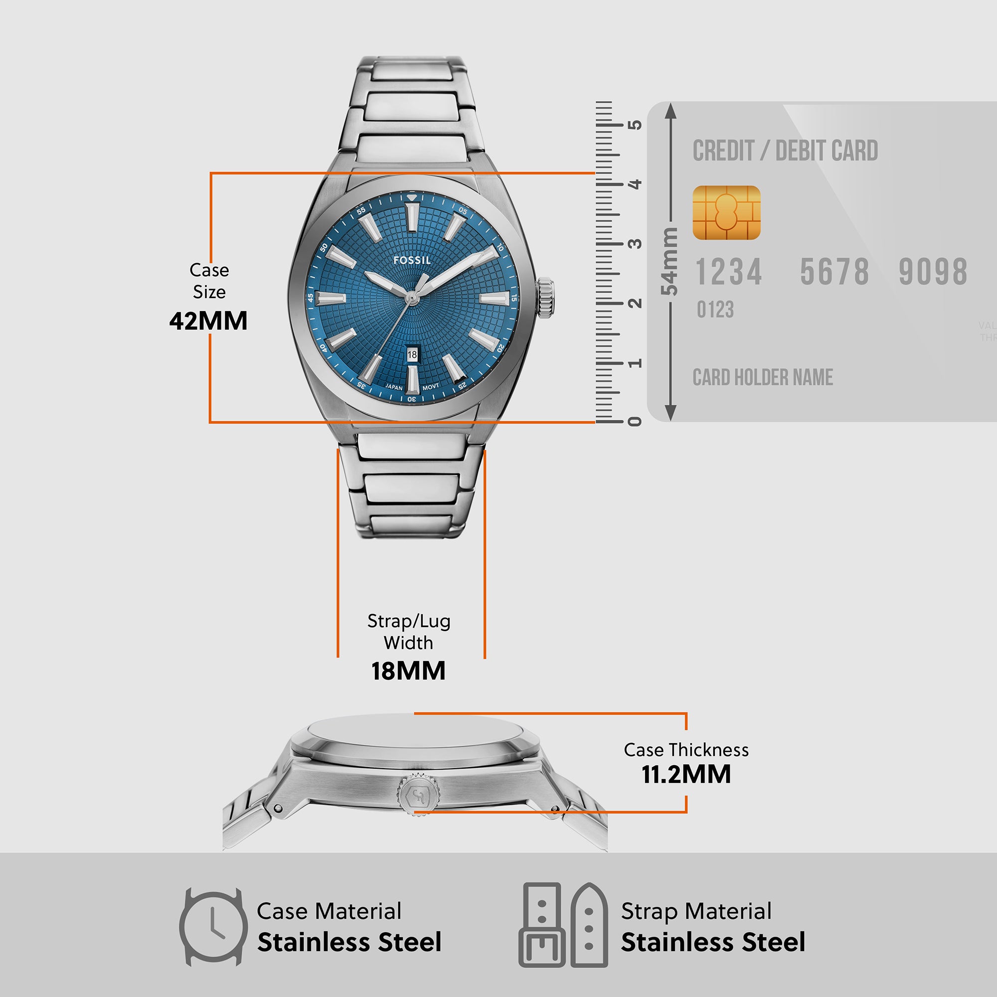 Fossil Stainless Steel Blue watch