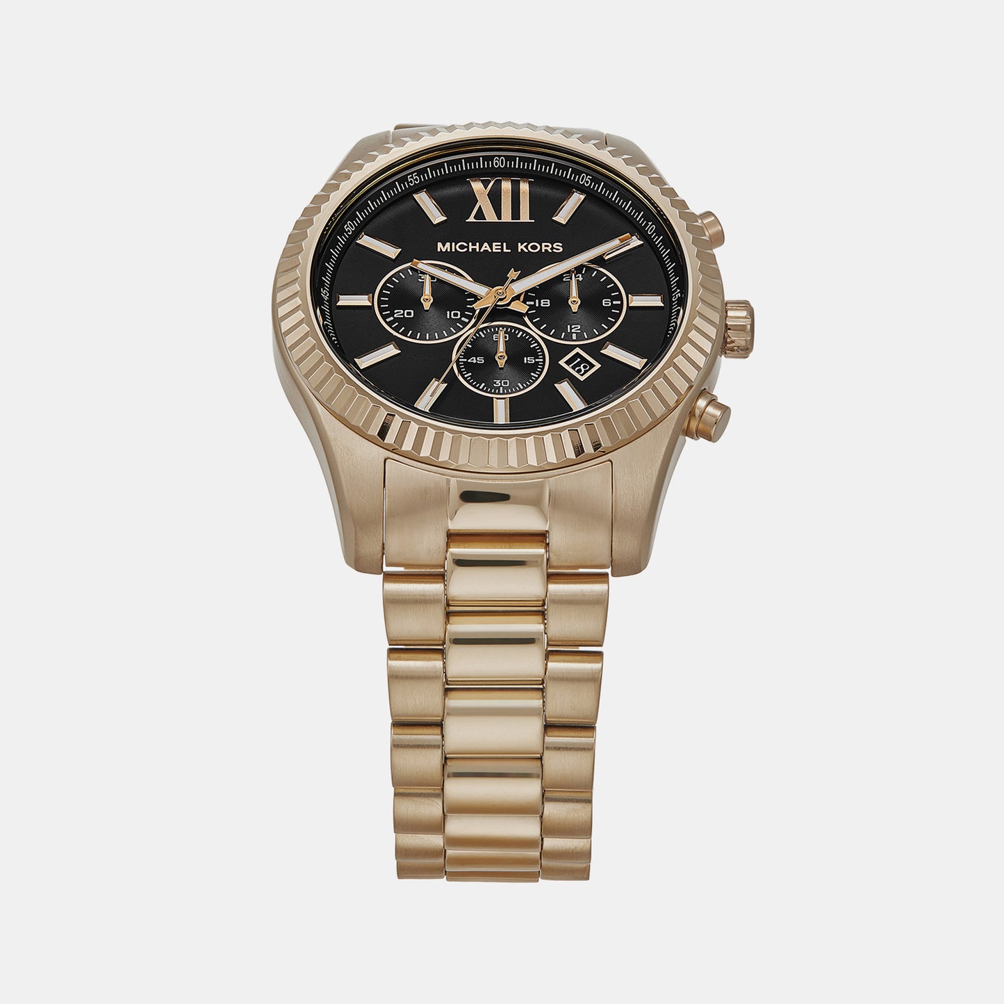 Male Lexington Beige Gold Chronograph Stainless Steel Watch MK9155
