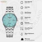 Slim-Line Men Quartz Sky Blue Dial Analog Stainless Steel Watch 512833 41 05 20