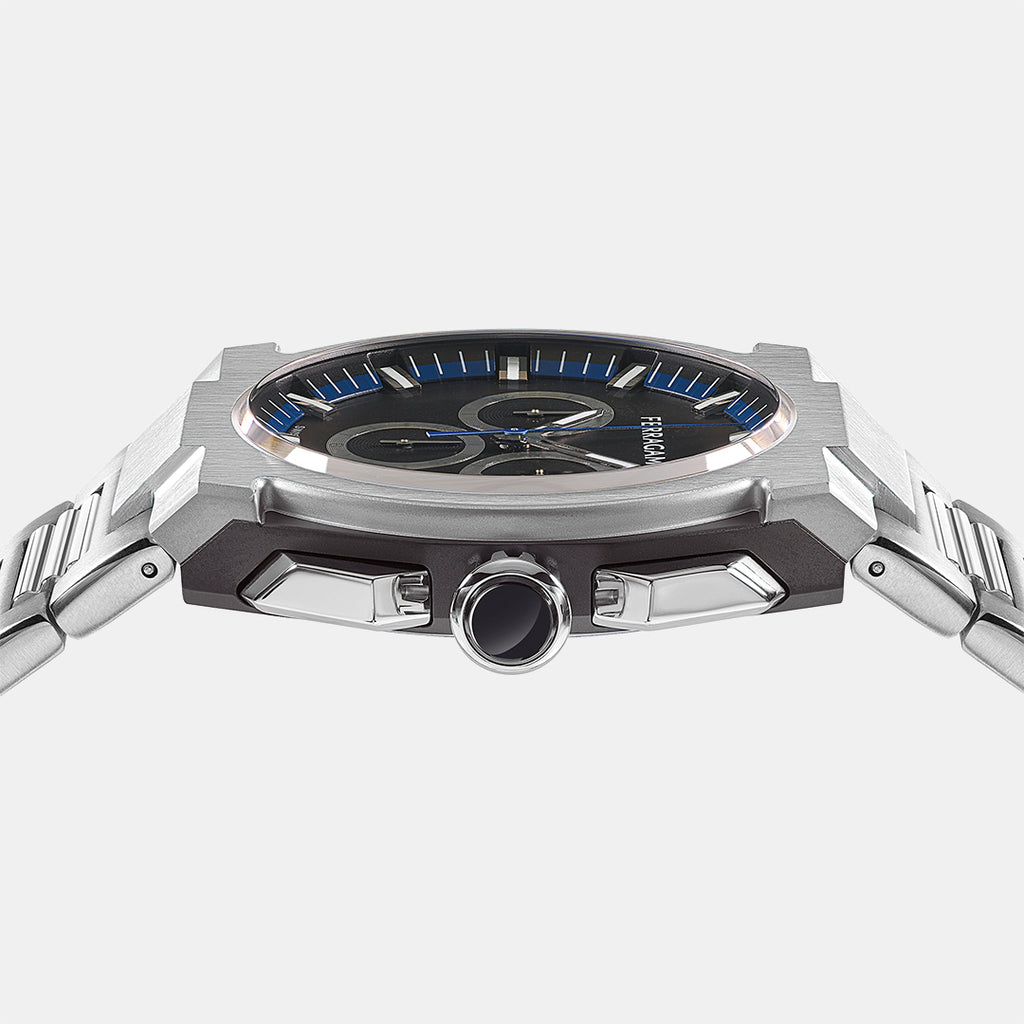 Ferragamo Men Round Black watch