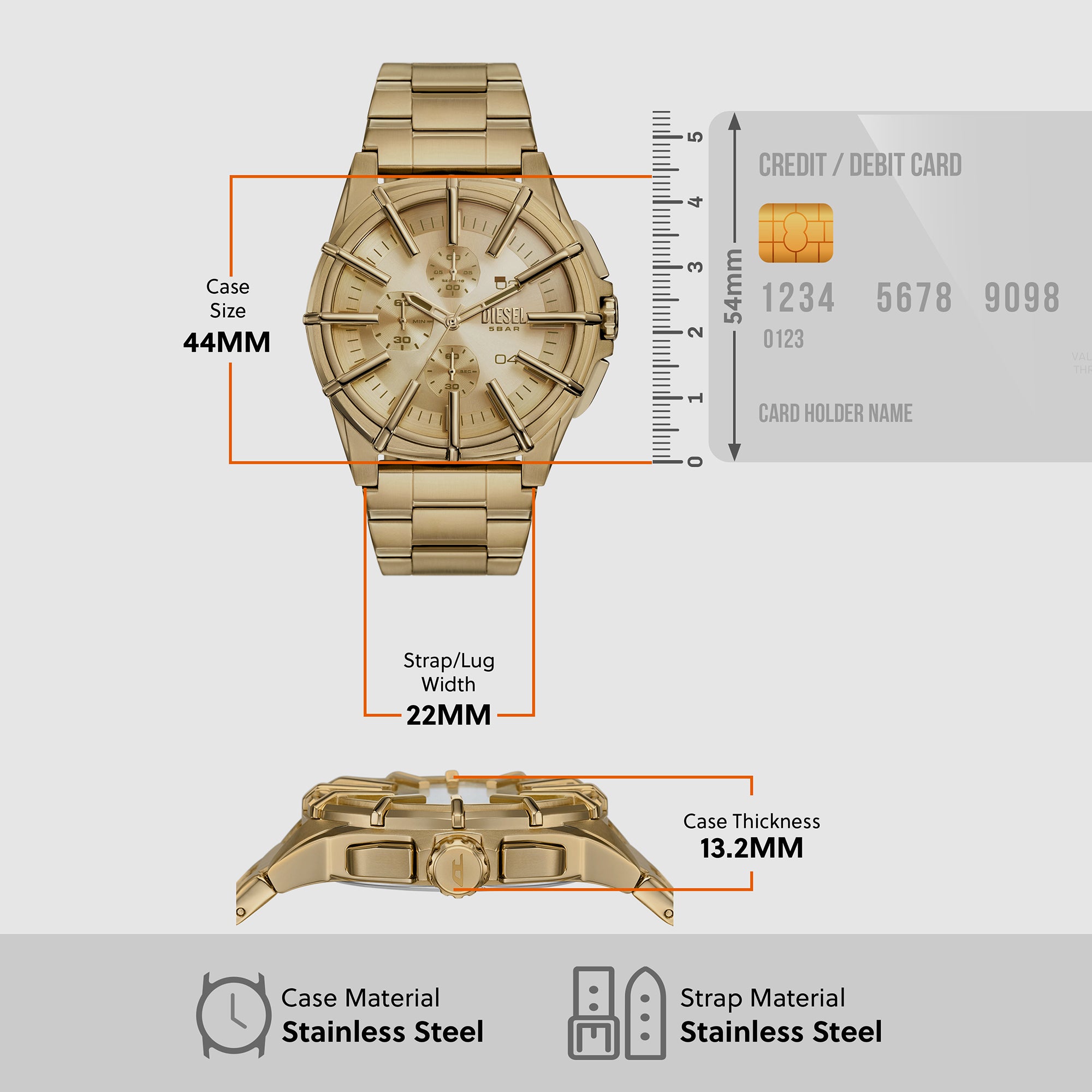Diesel Stainless Steel Gold watch