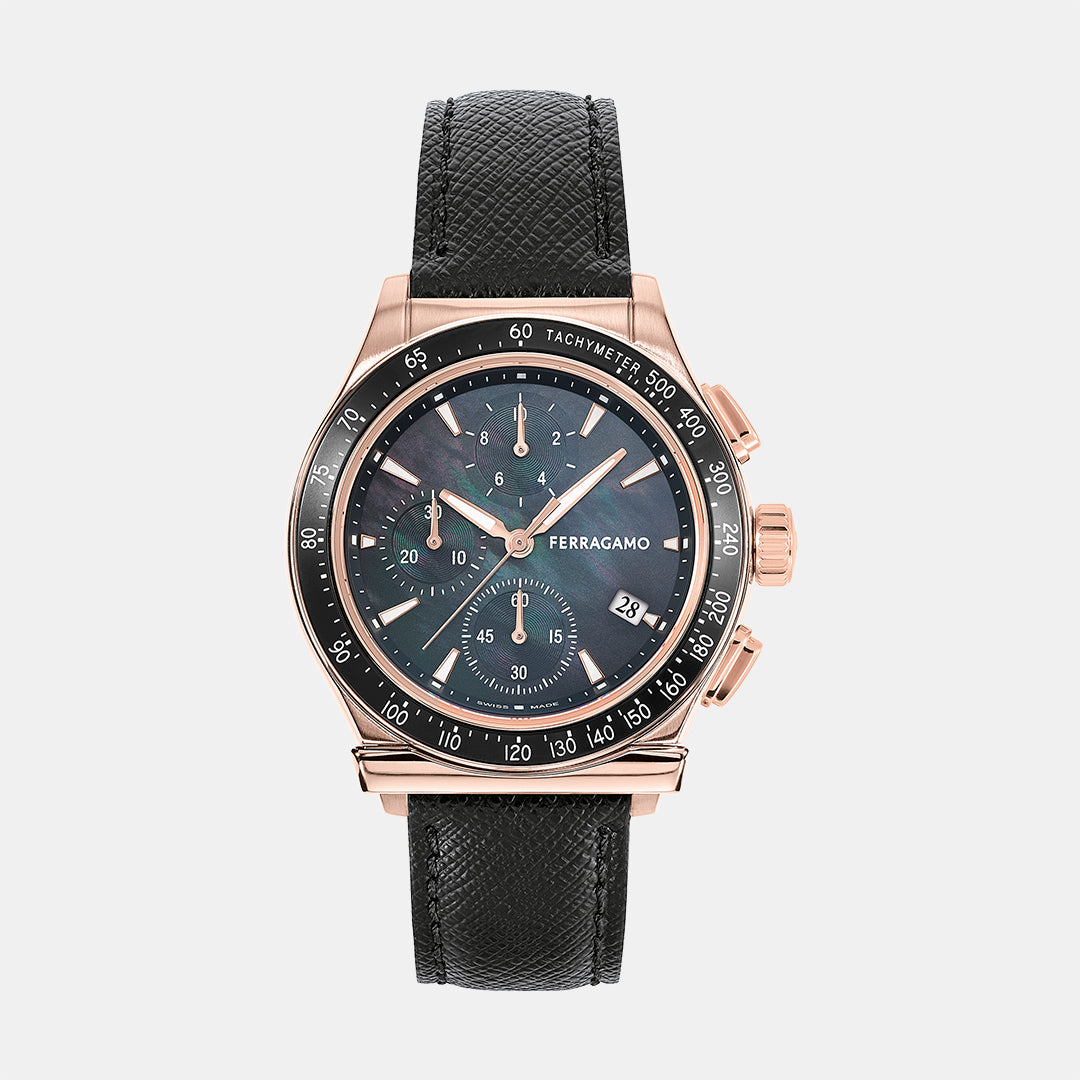 Ferragamo Round Black Chronograph watch