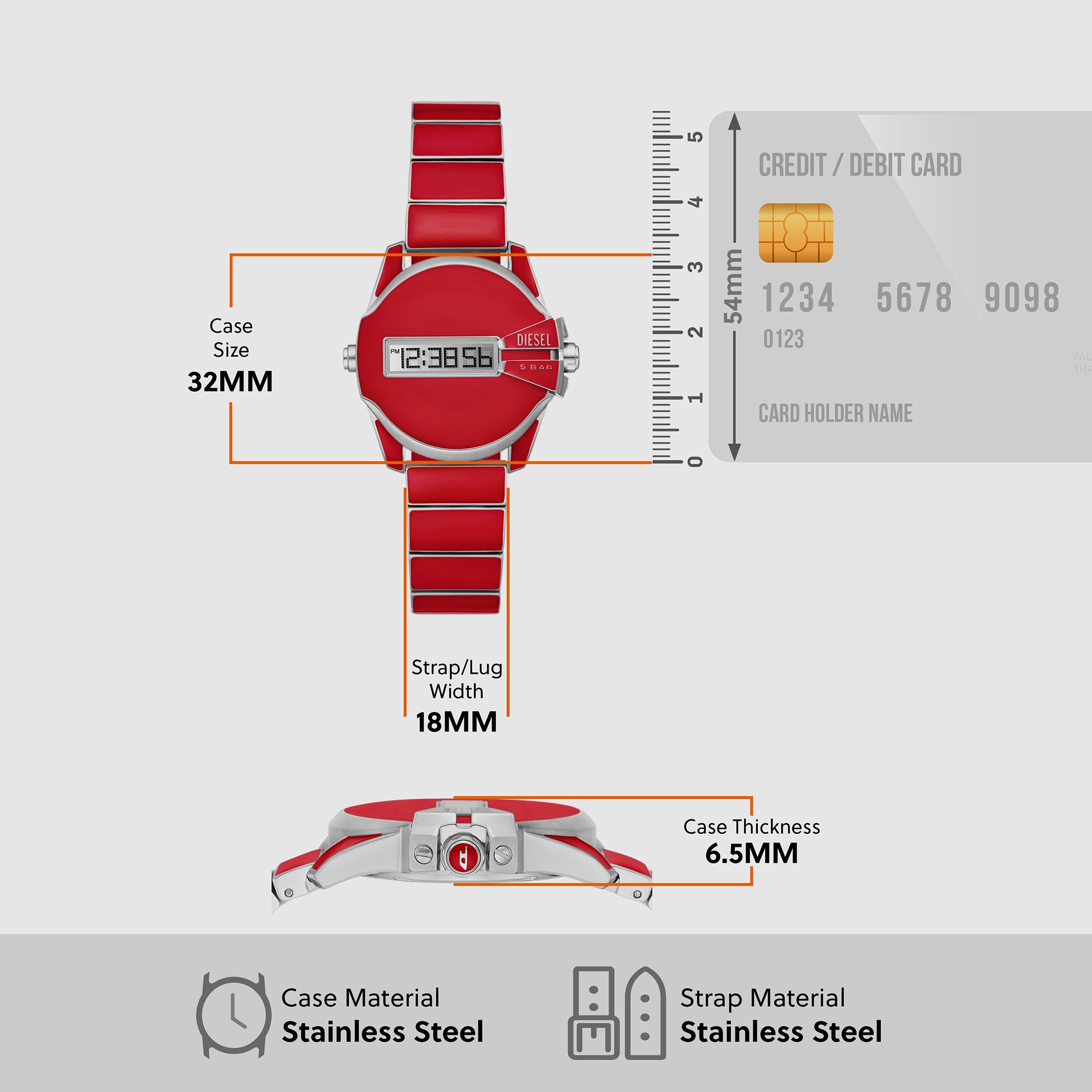 Diesel Stainless Steel Positive Display watch