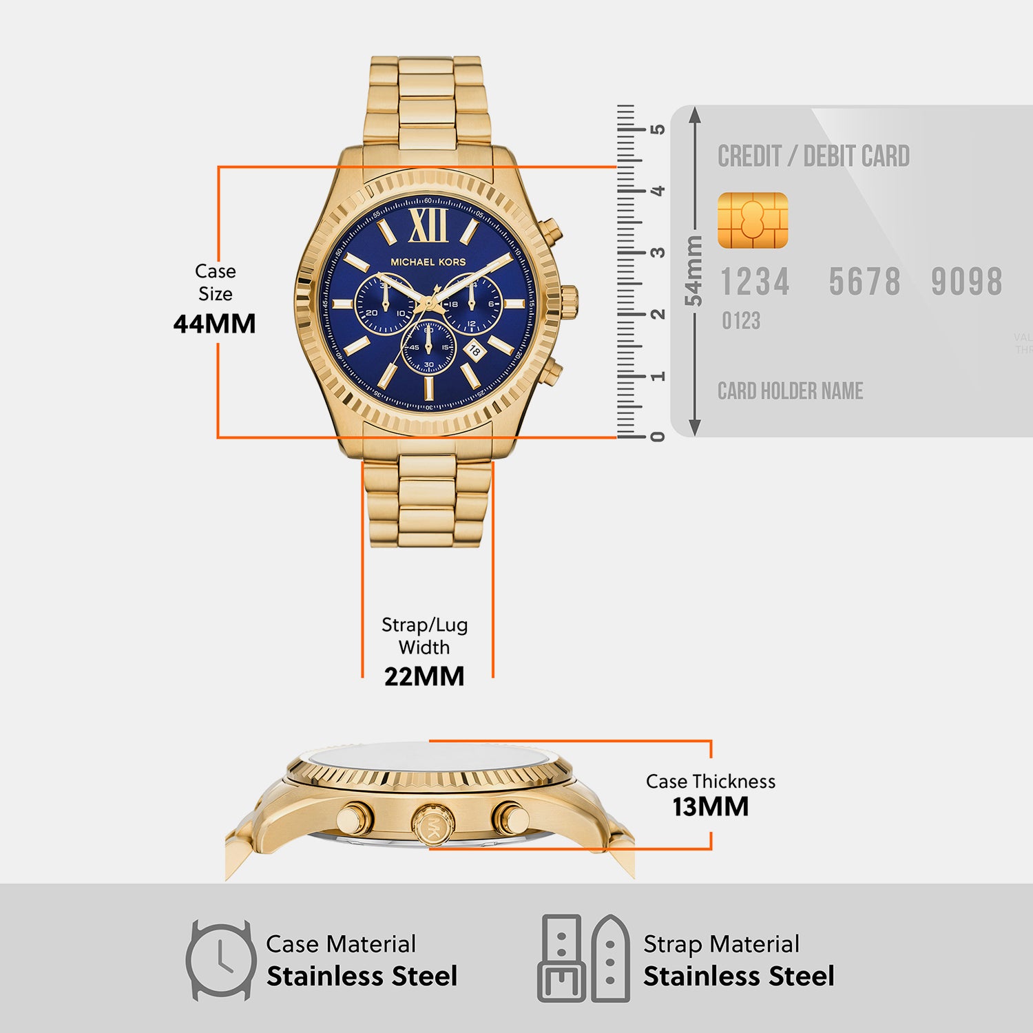 Lexington Men Quartz Blue Dial Chronograph Stainless Steel Watch MK9153