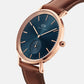 Classic Men's Blue Analog Leather Watch DW00100708K