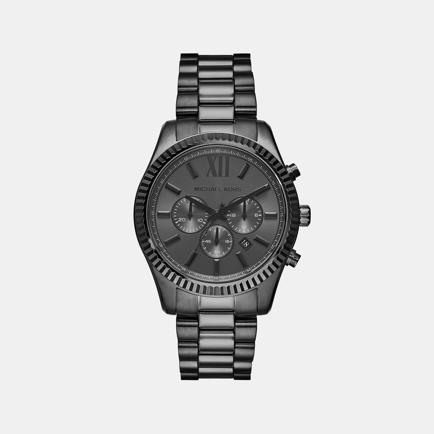 Male Lexington Black Chronograph Stainless Steel Watch MK9154