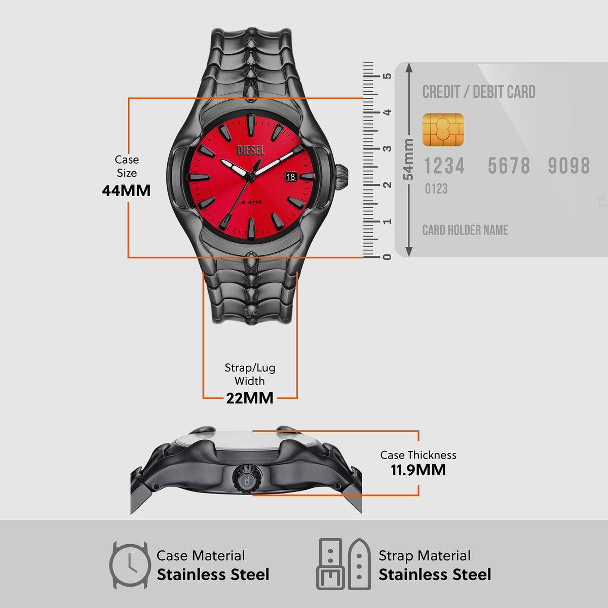 Diesel Stainless Steel Red watch