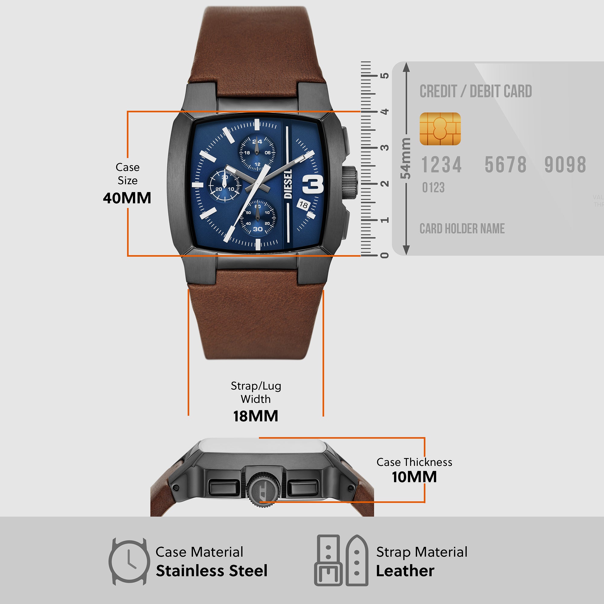 Diesel Leather Blue watch